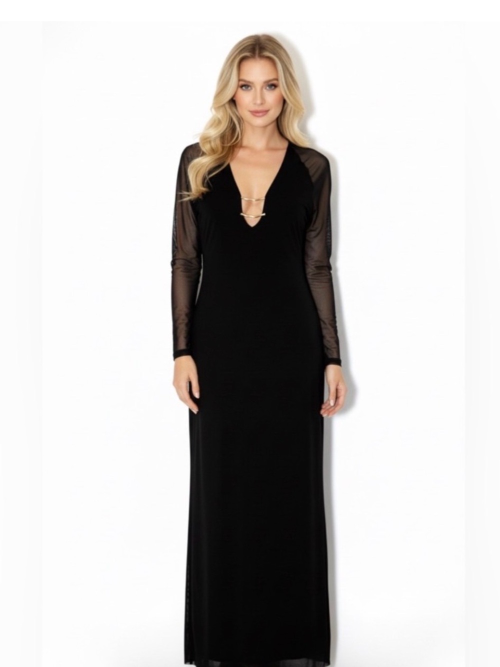 Caroline Constas NWT $298 Iva Mesh Black Beach Cover Up Maxi Dress Size Medium